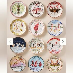 Anthropologie Collectable Holiday 12 Days Christmas Plates